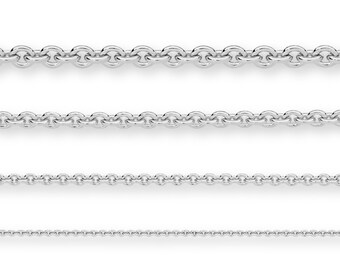 May include: Four horizontal silver-toned metal chains arranged in parallel rows, each featuring a series of interconnected oval links. The chains vary in thickness, with the top chain being the widest and the bottom chain being the thinnest.