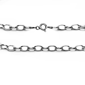 Sterling Silver Necklace Chain - Long Cable Chain w/ Bolt Ring Clasp - 400mm / 450mm - Unisex 925 Silver Chain - Bulk Finished Silver Chain