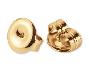 18k Solid Gold Earring Backs, Real Gold Butterfly Backs, Replacement Gold Ear Nuts, Gold Stud Backings, Yellow Gold Round Earring Backing
