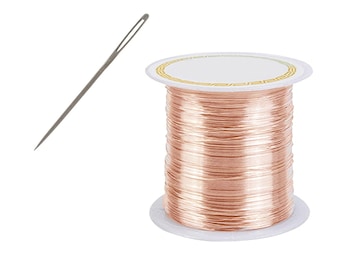 9ct Solid Rose Gold Embroidery Thread | 375 Pink Gold Thread 0.3mm - 0.4mm / 28GA - 26GA | Goldwork Sewing | Solid Gold | Jewellery Making