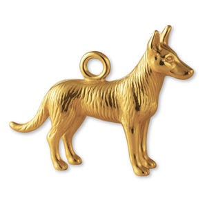 Solid 9ct Yellow Gold Wild Dingo Charm - Animal Charms - 9k / 375 Gold Charms for Necklaces, Bracelets and Earrings