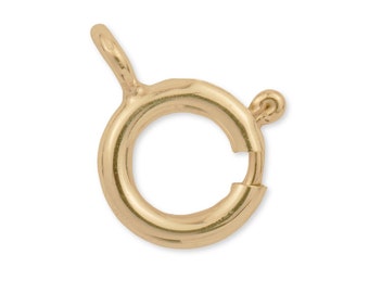 14K Solid Yellow Gold Bolt Ring Clasp With Open Ring - Spring Loaded Trigger Claw Locking Clasp For Bracelet / Necklace - 585 Gold Bolt Ring