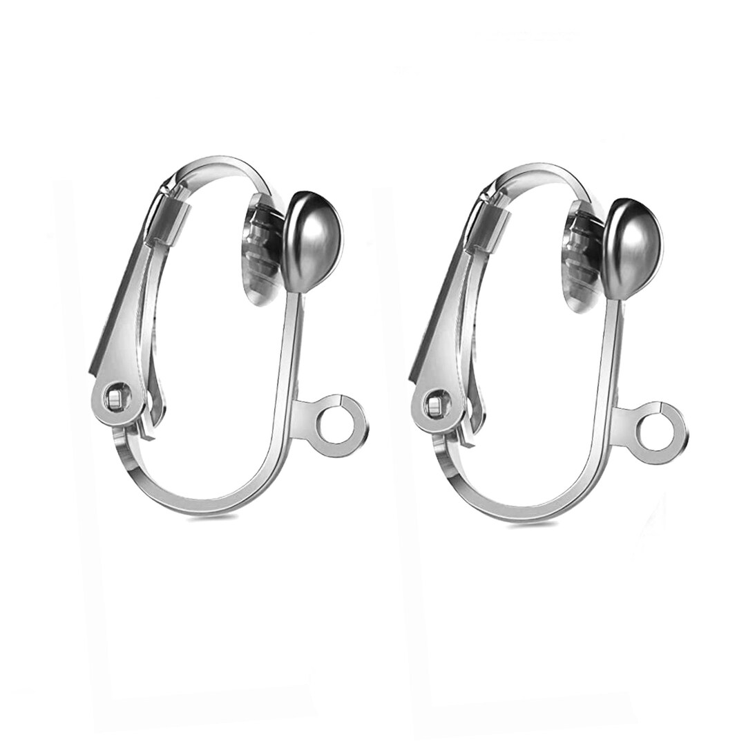 Sterling Silver Half Ball Clip on Earrings With Loop Non Pierced Silver