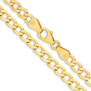 9k Solid Gold New York Curb Chain Necklace - Custom Length - Solid 375 Yellow Gold - Genuine 9ct Gold Chain Necklace For Men & Women
