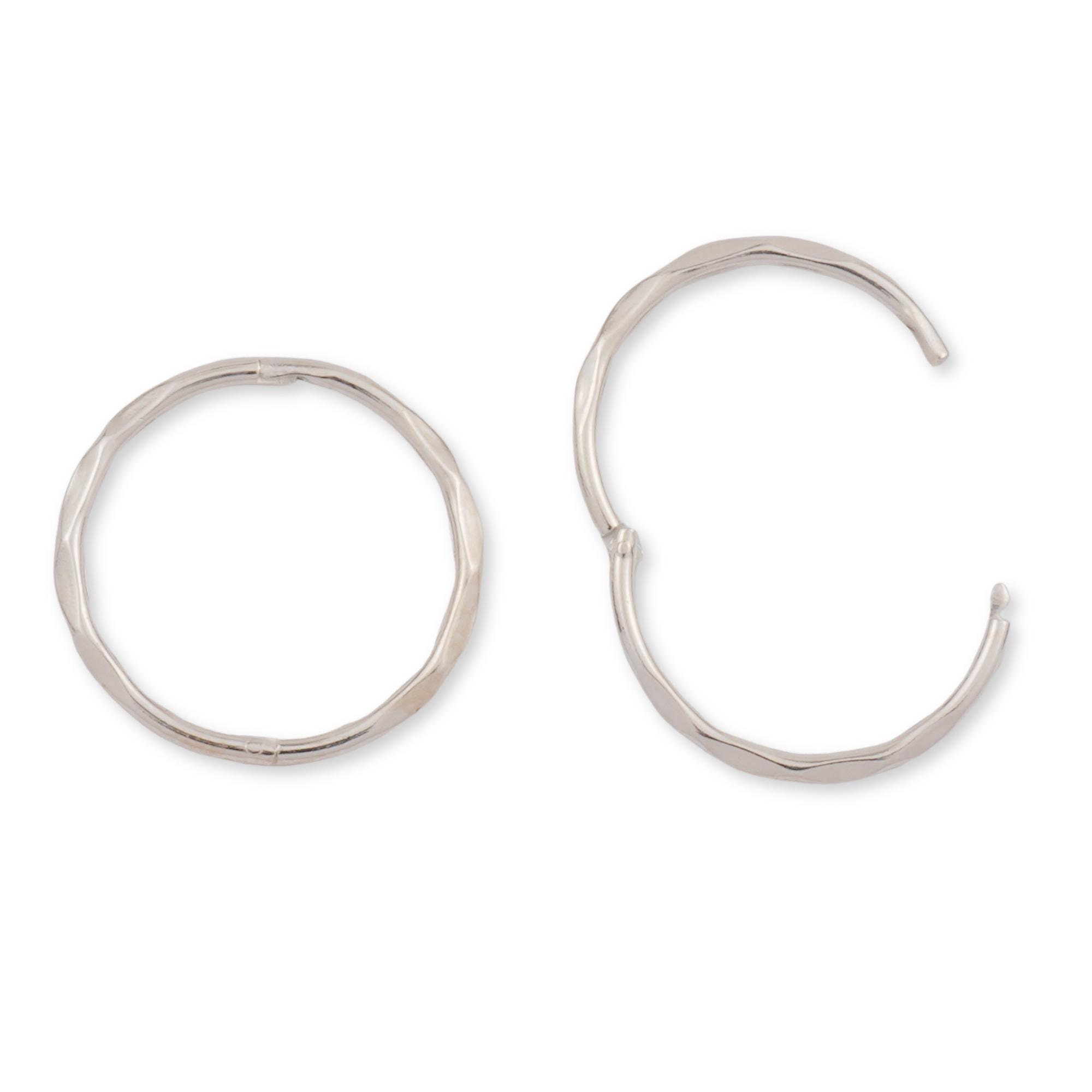 Sterling Silver Hinged Sleeper Clicker Hoops, Hypoallergenic 925 Silver Faceted Sleepers, Cartilage Earrings, Huggie, Helix, Nose Hoops