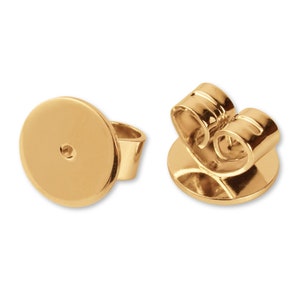 18k Solid Gold Earring Backs, Real Gold Butterfly Backs, Replacement Gold Ear Nuts, Gold Stud Backings, Yellow Gold Disc Earring Backing