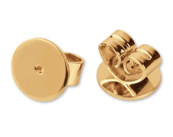 18k Solid Gold Earring Backs, Real Gold Butterfly Backs, Replacement Gold Ear Nuts, Gold Stud Backings, Yellow Gold Disc Earring Backing