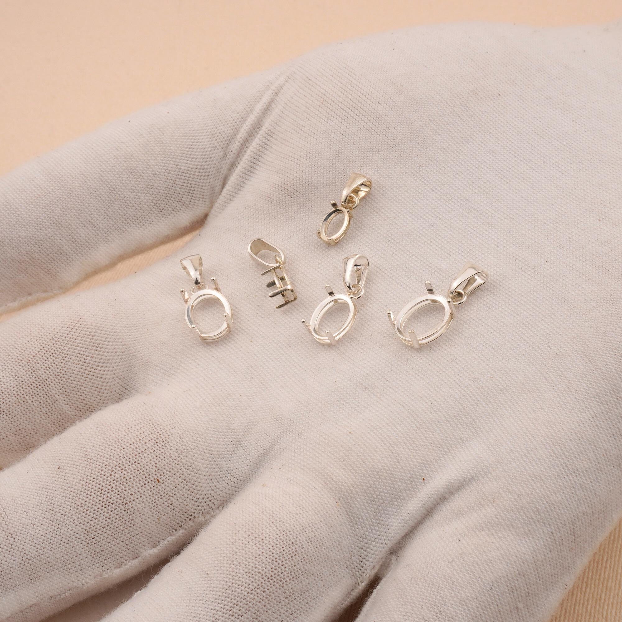 1Pc 925 Sterling Silver Claw Pendant Blanks Real 18K Gold Plated 5...