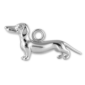 Solid 925 Sterling Silver Classic Dachshund Dog Charm - Animal Charms - 925 Silver Charms for Necklaces, Bracelets and Earrings