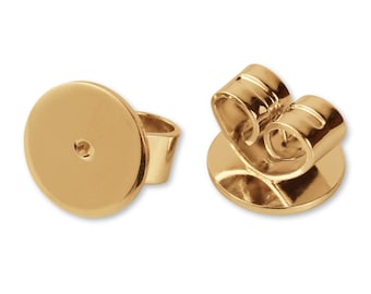 9k Solid Gold Earring Backs, Real Gold Butterfly Backs, Replacement Gold Ear Nuts, Gold Stud Backings, Yellow Gold Disc Earring Backing