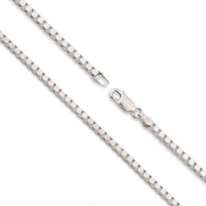 Sterling Silver Box Chain Necklace - Custom Length - Solid 925 Silver - Genuine 925 Sterling Silver Chain Necklace For Men & Women