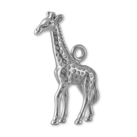 Solid 9ct White Gold Western Giraffe Charm Animal Charms 9k