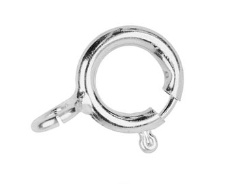 Bulk Sterling Silver Bolt Ring Clasp W/ Open Ring - Spring Loaded Trigger Claw Locking Clasp For Bracelet Necklace, 925 Silver Bolt Ring