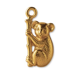 Solid 9ct Yellow Gold Koala Hugging Tree Charm - Animal Charms - 9k / 375 Gold Charms for Necklaces, Bracelets and Earrings