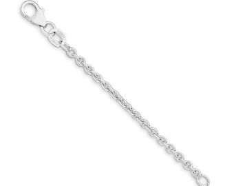 9k Solid White Gold Cable Chain Extender - Custom Length Extension Chain for Necklaces, Bracelets, Anklets - 9ct White Gold Chain Extender