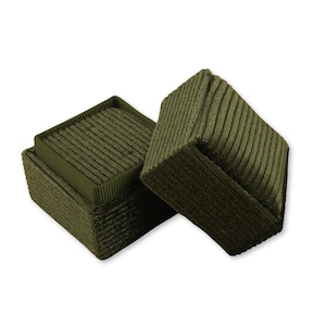 Square Ring Box - Olive Green | Fine Jewellery Boxes | Luxury Velvet Corduroy Jewellery Packaging | Professional Jewellery Storage