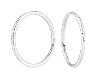 Sterling Silver Hinged Sleeper Clicker Hoops - Hypoallergenic Silver Sleepers - 925 Silver Cartilage Earrings, Huggie, Helix, Nose Hoops