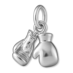 Solid 925 Sterling Silver Classic Boxing Gloves Charm - Sports Charms - 925 Silver Necklace, Bracelet and Earring Charm