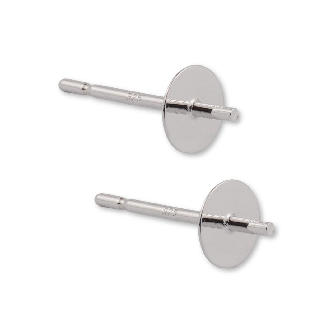 Sterling Silver Posts and Flat Cups for Pearl Stud Earrings - Silver ...