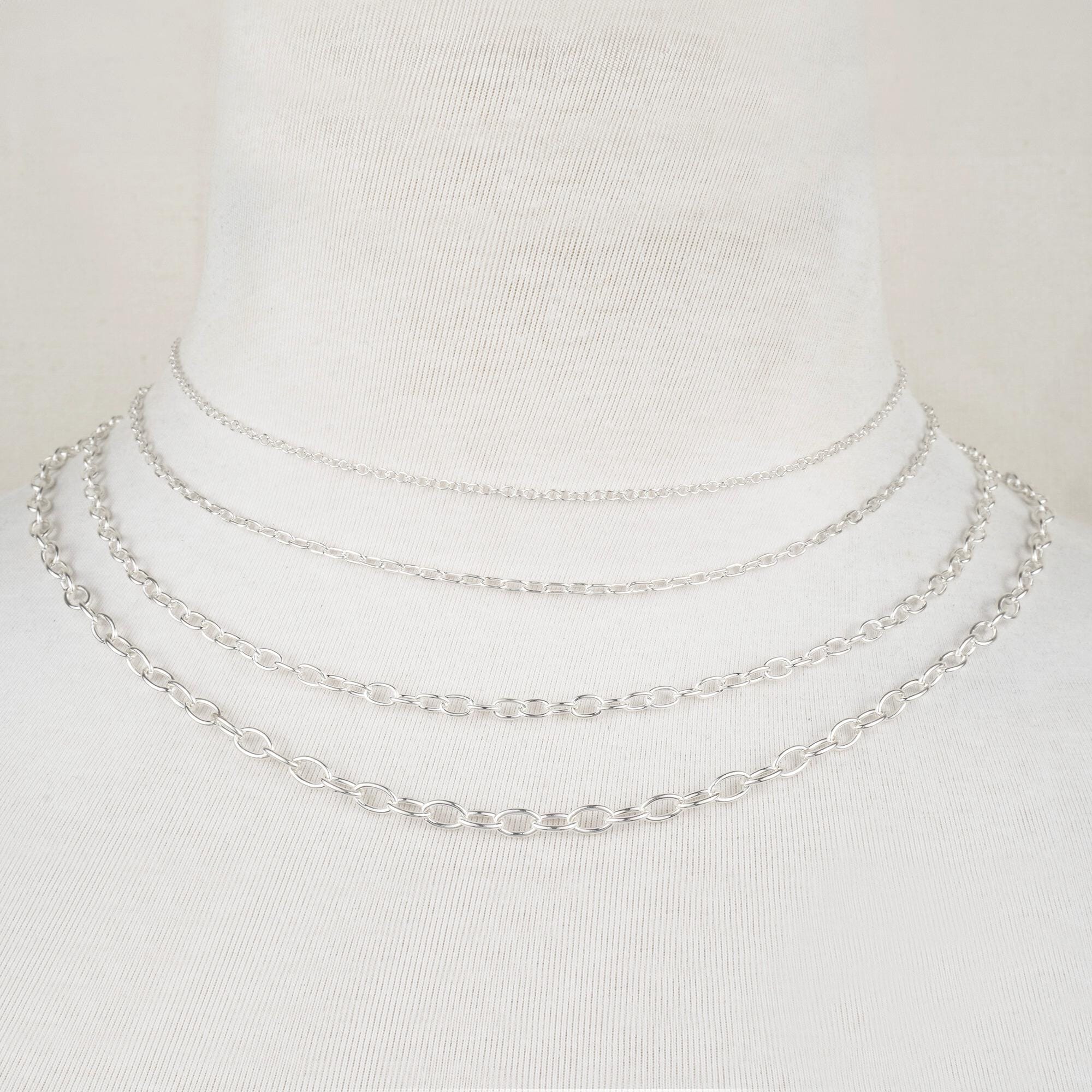 Sterling Silver Long Cable Chain Roll - Loose Chain for Necklaces
