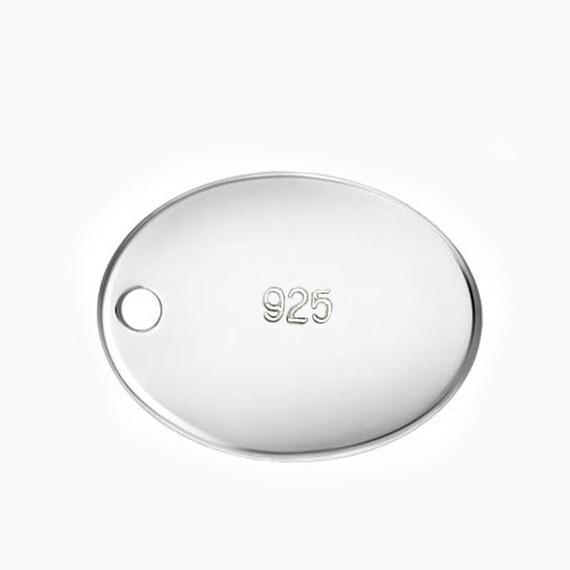 Sterling Silver Oval Hallmark Tag Blank Oval Charm With 925 Stamp 925 Silver Oval Tag to Stamp Makers Mark Customisable Jewellers Tag Etsy Ireland