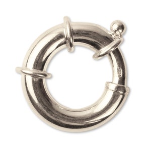 Sterling Silver Large Bolt Ring Clasp - Spring Loaded Trigger Claw Circle Clasp For Bracelet / Necklace - 925 Silver Spring Ring Clasp
