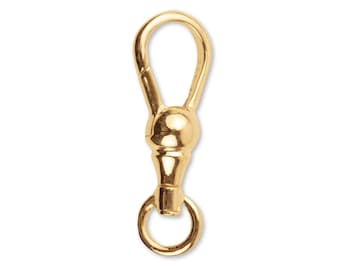 6.5mmx18mm Large 18k Solid Yellow Gold Swivel Push Lock Dog Clip