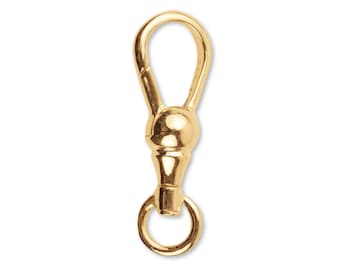 18k Solid Yellow Gold Swivel Albert Clasp - 750 Solid Gold Push Lock Dog Clip Swivel Clasp - Anti Tangle Chain Clasp - Gold Swivel with Ball