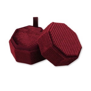 Octagon Earring Box - Maroon | Fine Jewellery Boxes | Luxury Velvet Corduroy Jewellery Packaging |  Jewellery Storage / Display Box