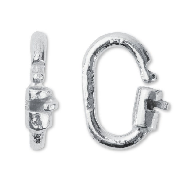 Sterling Silver Locking Jump Rings - Link Lock Jump Ring - Hallmarked Oval Jump Ring Bail, 925 Silver Lock In Jump Ring | Jewellery Supplies