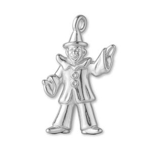 Solid 925 Sterling Silver Juggling Clown Charm - Objects & Trinket Charms - 925 Silver Necklace, Bracelet and Earring Charm