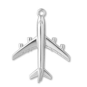 Solid 925 Sterling Silver Passenger Plane Charm - Transport & Vehicle Charms - 925 Silver Necklace, Bracelet and Earring Charm