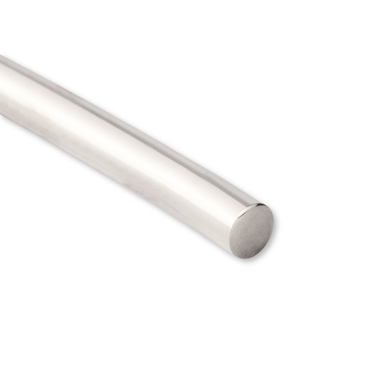 May include: A silver, round, metal rod.
