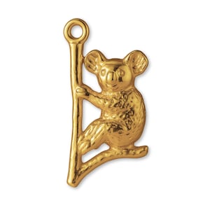 Solid 9ct Yellow Gold Drop Bear Koala Charm - Animal Charms - 9k / 375 Gold Charms for Necklaces, Bracelets and Earrings