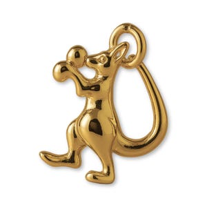 Solid 9ct Yellow Gold Boxing Kangaroo Charm - Animal Charms - 9k / 375 Gold Charms for Necklaces, Bracelets and Earrings