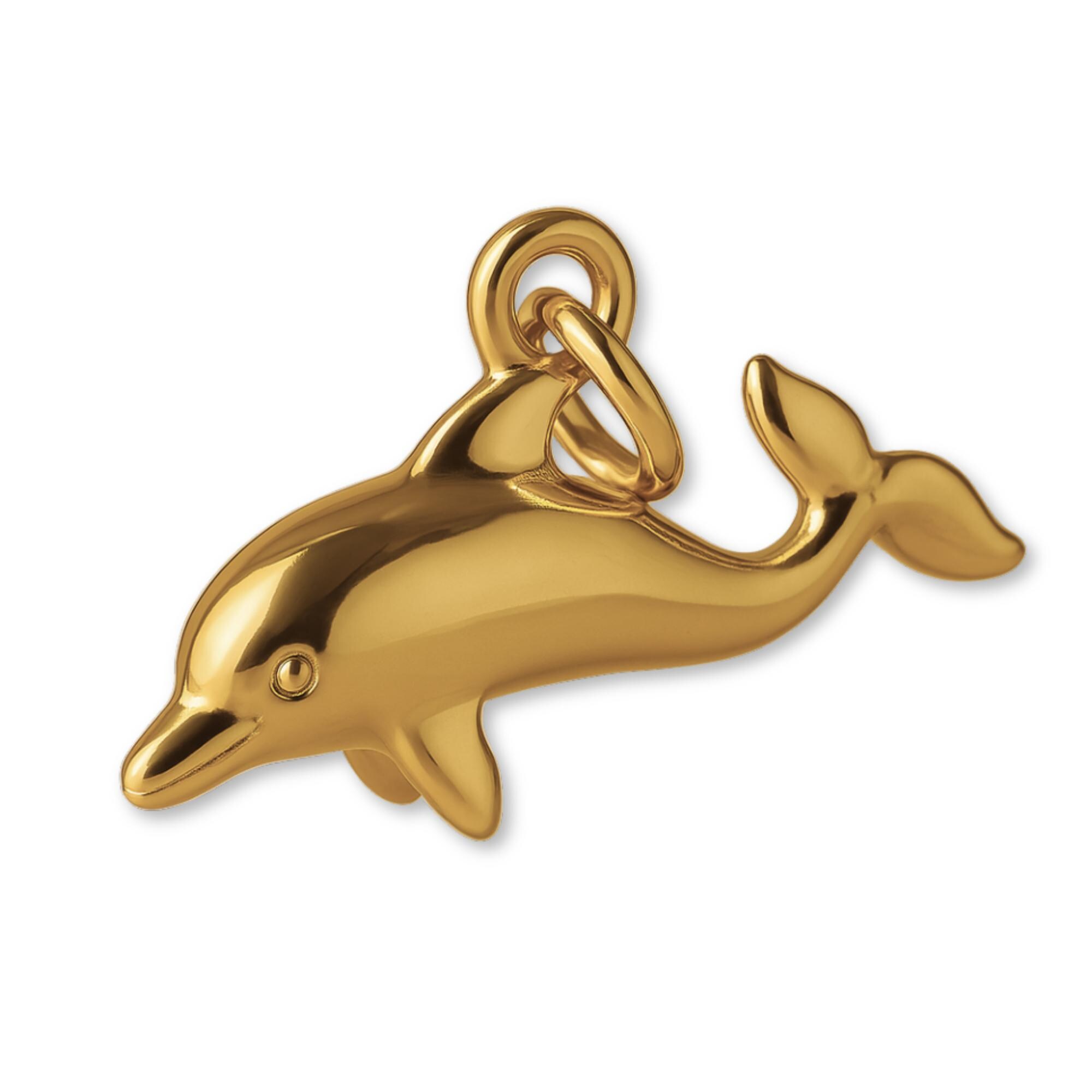 9ct Yellow Gold Dolphin Clip-On Charm – Animal Pendant For Bracelets