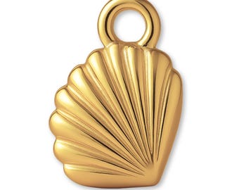 14ct Gold Plated Lagoon Cockle Shell Charm - Nautical & Sea Charms - 14k Necklace and Bracelet Charms - 14k Gold Earring Charm