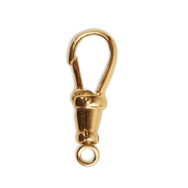 9k Solid Yellow Gold Swivel Push Lock Clasp - Solid Gold Albert Swivel Clasp With Closed Ring - Anti Tangle Chain Clasp - Gold Findings