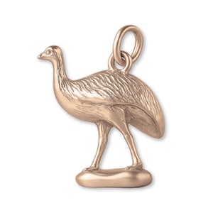 Solid 9ct Rose Gold Rothschild Emu Charm - Animal Charms - 9k / 375 Pink Gold Charms for Necklaces, Bracelets and Earrings