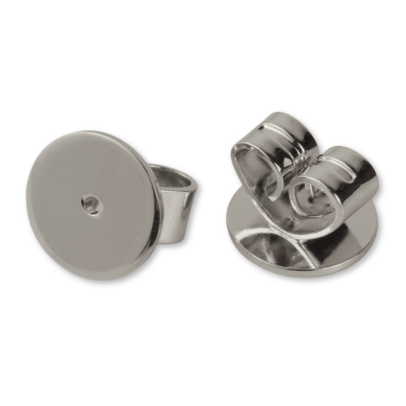 May include: A pair of silver earring backs with a post and a butterfly clutch. The earring backs are designed to be used with stud earrings.