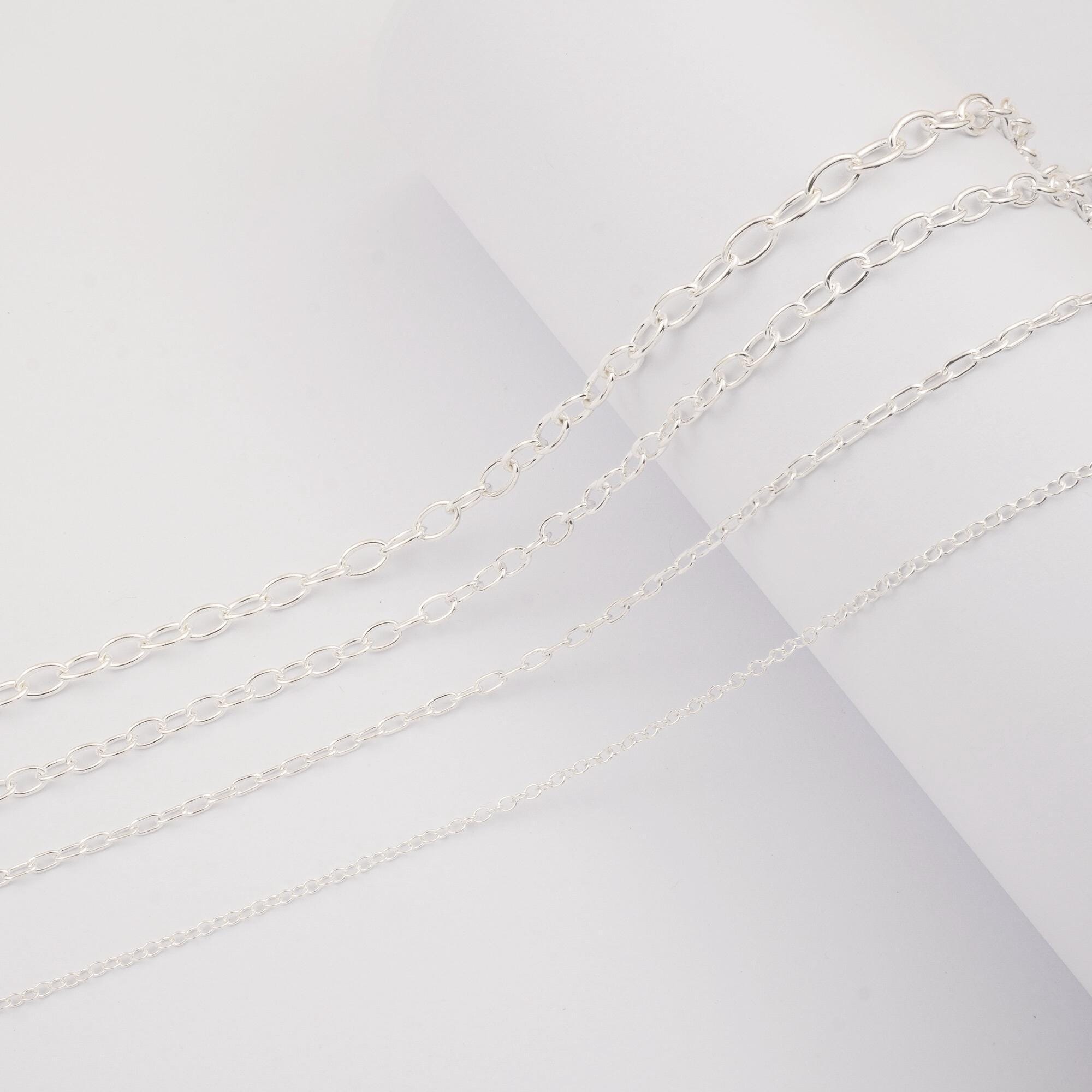 Sterling Silver Long Cable Chain Roll - Loose Chain for Necklaces
