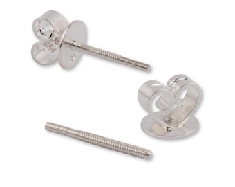 925 Sterling Silver Earring Backings, Threaded Posts & Butterflies, Silver Earring Backs With Posts, Screw Earring Backs With Posts