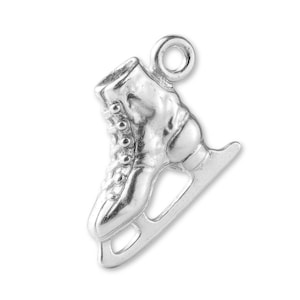 Solid 925 Sterling Silver Classic Ice Skating Boots Charm - Sports Charms - 925 Silver Necklace, Bracelet and Earring Charm