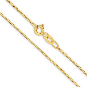 18k Solid Gold Box Chain Necklace - Custom Length - Solid 750 Yellow Gold - Genuine 18ct Gold Chain Necklace For Men & Women