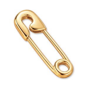 Solid 9ct Yellow Gold Safety Pin Charm - Objects & Trinket Charms - 9k / 375 Gold Necklace, Bracelet and Earring Charm