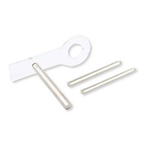 May include: A clear acrylic component with a circular opening and three cylindrical metal rods. The rods feature a smooth, polished finish and are designed to be attached to the acrylic piece, which has a flat, rectangular base section.