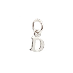 Solid 925 Silver Letter "D" Charm, Sterling Silver Tiny Letter Charm, Genuine Silver Charm Letter for Necklace / Bracelet / Dangle Earring
