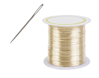 18ct Solid Gold Embroidery Thread | 750 Yellow Gold Thread 0.3mm - 0.4mm / 28GA - 26GA | Goldwork Sewing | Solid Gold | Jewellery Making