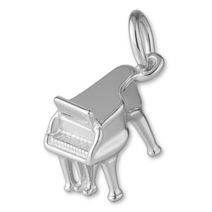 Solid 925 Sterling Silver Classic Grand Piano Charm - Instrument Charms - 925 Silver Necklace, Bracelet and Earring Charm