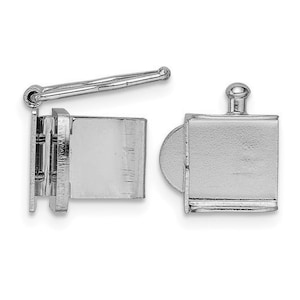 9K Solid White Gold Box Clasp With Security Latch - Two Piece Locking Clasp For Bracelet / Necklace Chain - Genuine 9K Solid White Gold